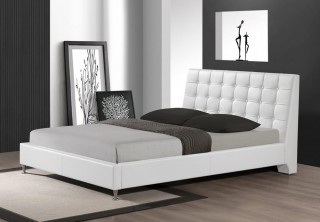 Extravagant Leather Platform and Headboard Bed