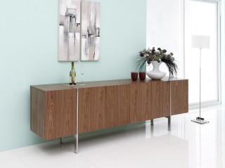 Gorgeous Walnut Buffet with Stainless Steel Legs