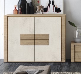 Elegant Ceramic and Natural Wood Wall Unit