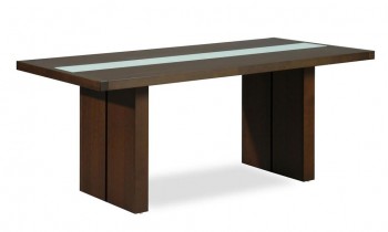Contemporary Rectangular Dining Table with Glass Stripe