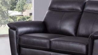 Black Contemporary Living Room Set Finest Italian Leather