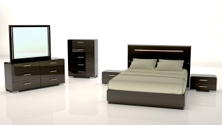 Lacquered Wood Bedroom Contemporary Design feat Light