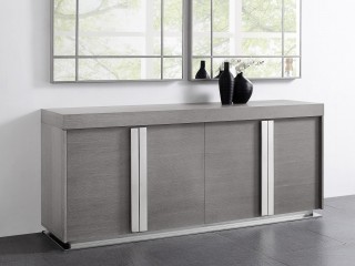 Elite Gray Oak Buffet with Stainless Steel Accents