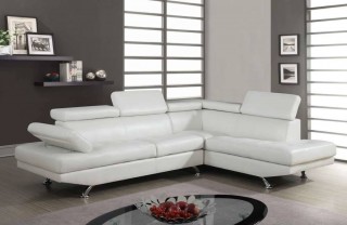 Stylish Black or White Sectional with Adjustable Head and Armrests