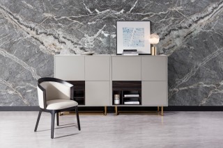 Modern Grey and Ebony Tall Buffet for Dining Room