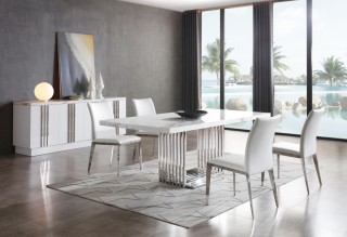 Luxurious Rectnagular Stone Dining Room Furniture