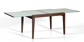 Tempered Glass Top Table with Solid Beech Legs