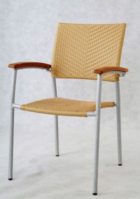 Teak Wood Rattan Chair with Aluminum Frame