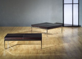 Rectangular Coffee Table with Metal Base and Wood Top