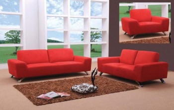 Sunset Contemporary Fabric Red Sofa Set