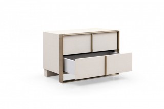 Contemporary Cream Leather Bedroom Set