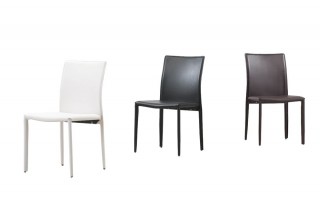 Contemporary Leatherette Dining Chair in Black, Brown or White