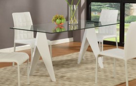 Split Leg Base Rectangular Glass Top Dining Table