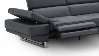 Dark Leather Tufted Design and Comfy Seats with Adjustable Headrest Sectional