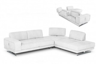 Elegant Tufted Full Leather Corner Couch