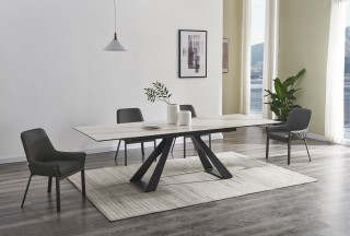 Stylish Rectangular Top Leather Modern Dining Set