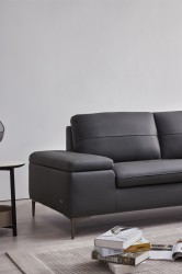 Elegant Italian Leather Sectional Sofa with Storage Bookshelf