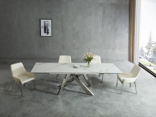 Modern Dining Set with Leather Chairs