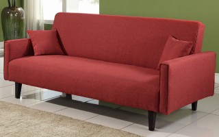 3 PC Living Room Sleeper Set in Grey, Red or Oatmeal Soft Fabric