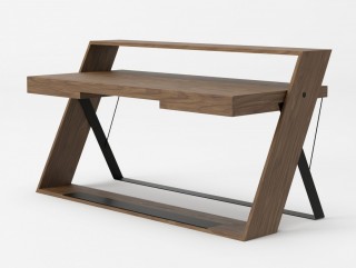 Modern Walnut Desk with Black Metal Base