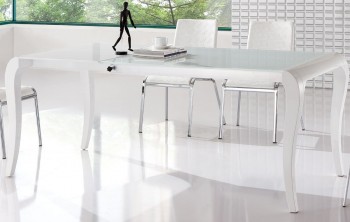 Brisk White Contemporary Extendable Dining Table