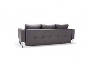 Leather Sofa Bed with Textured Pillow and Color Options