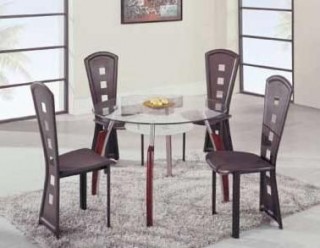 Modern High End Round Wooden with Glass Top Complete Dining Room Sets