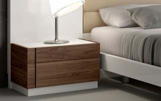 Lacquered Extravagant Leather Modern Platform Bed with Long Panels