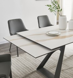 Stylish Rectangular Top Leather Modern Dining Set
