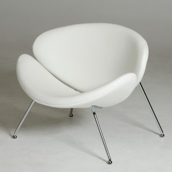 Contemporary White Leatherette Stainless Steel Legs Chair