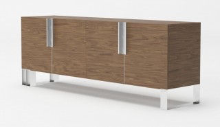 Modern Walnut and Stainless Steel Buffet