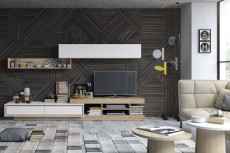 Unique White with Natural Wood Wall Unit Unique White with Natural Wood Wall Unit