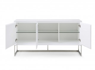 White Oak Buffet with Solid Stainless Steel Base