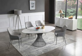 Contemporary Design Stylish Oval Modern Dining Set