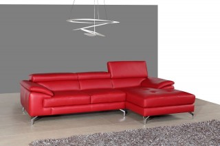 Remarkable Black or Red Italian Leather Sectional Sofa