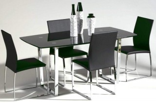 Sleek Tempered Black or Gold Glass Table Top with Chrome Base