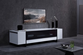 White Gloss Media Unit with Lots of Storage Compartments