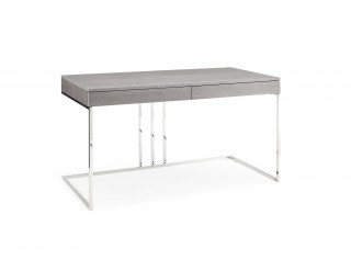 Elite Gray Oak Desk with Stainless Steel Base