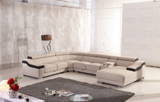 Contemporary Designer All Leather Sectional