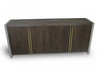 Contemporary Walnut Buffet with Dark Grey Concrete Sides