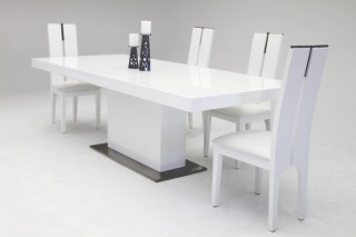 Elegant Stainless Steel Dining Set with High Gloss White Finish