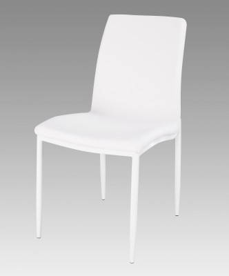 White Upholstered Side Chairs with Glossy White Finished Legs