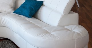 Elegant Curved Sectional Sofa in Leather