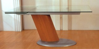 Comet Glass Contemporary Extendable Dining Table with Metal Base