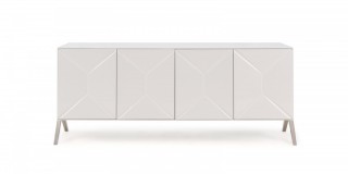 Elite Modern White Buffet with Striped Design
