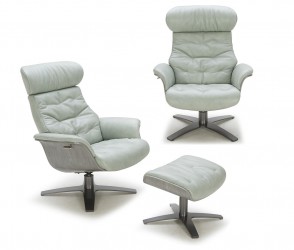 Futuristic Modern Leather Upholstered Swivel Lounge Chair with Color Options