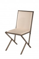 Beige or Brown Upholstered Dining Chair with Black Nickel Frame