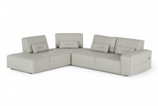 Luxurious Leather Curved Corner Sofa with Pillows