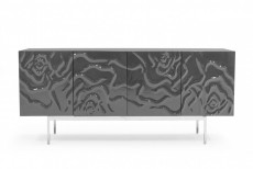 Modern Grey Buffet with Floating Rose Petal Design Modern Grey Buffet with Floating Rose Petal Design