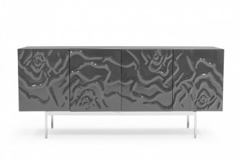 Modern Grey Buffet with Floating Rose Petal Design Modern Grey Buffet with Floating Rose Petal Design